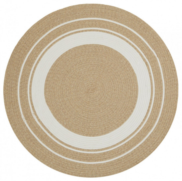 Kusový koberec Braided 105556 Creme Beige kruh – na ven i na doma č.1