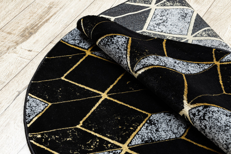 Kusový koberec Gloss 400B 86 3D geometric black/gold kruh č.6
