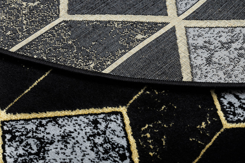 Kusový koberec Gloss 400B 86 3D geometric black/gold kruh č.9