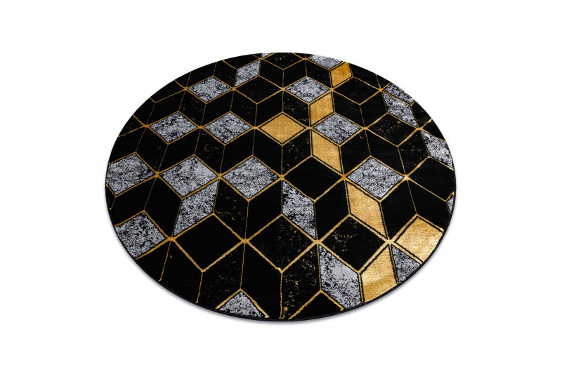 Kusový koberec Gloss 400B 86 3D geometric black/gold kruh č.10