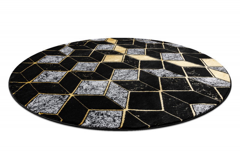Kusový koberec Gloss 400B 86 3D geometric black/gold kruh č.11