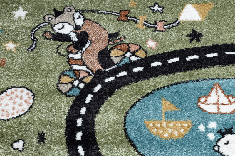 Dětský kusový koberec Fun Route Street animals green č.5