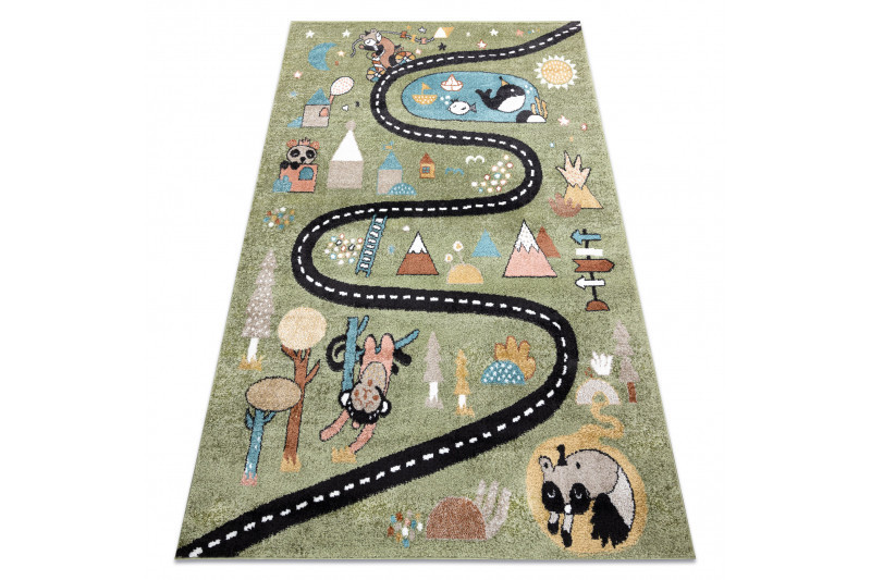 Dětský kusový koberec Fun Route Street animals green č.9