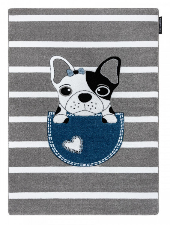 Dětský kusový koberec Petit Bulldog grey č.1