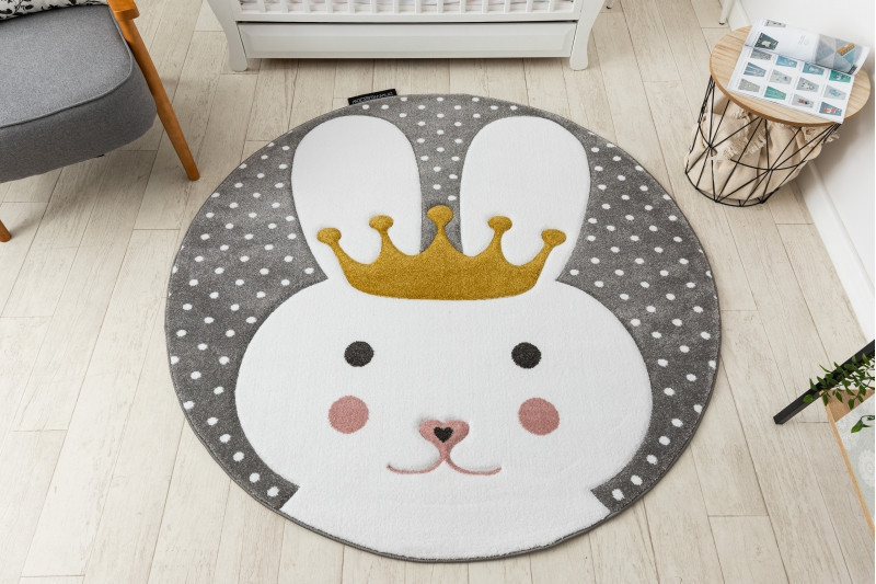 Dětský kusový koberec Petit Bunny grey kulatý č.4