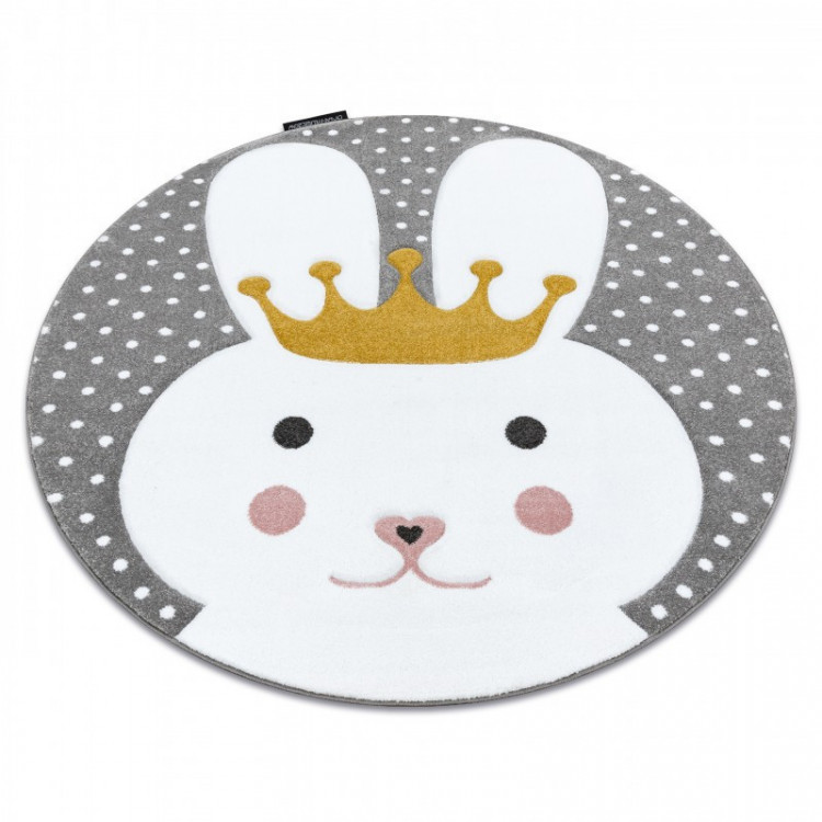 Dětský kusový koberec Petit Bunny grey kulatý č.16