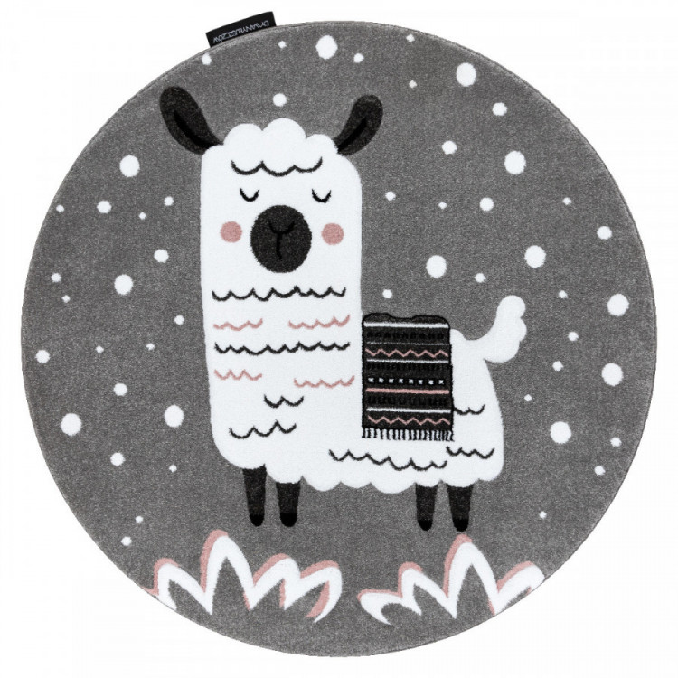 Dětský kusový koberec Petit Lama grey kruh č.1