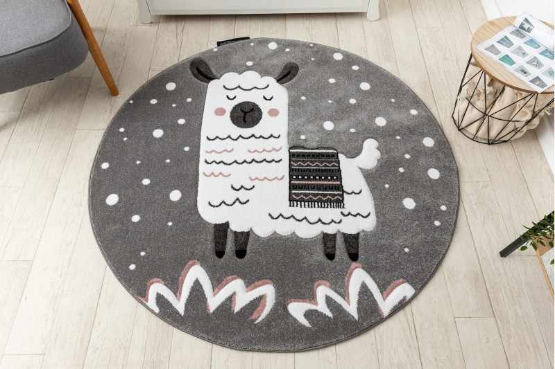 Dětský kusový koberec Petit Lama grey kruh č.7