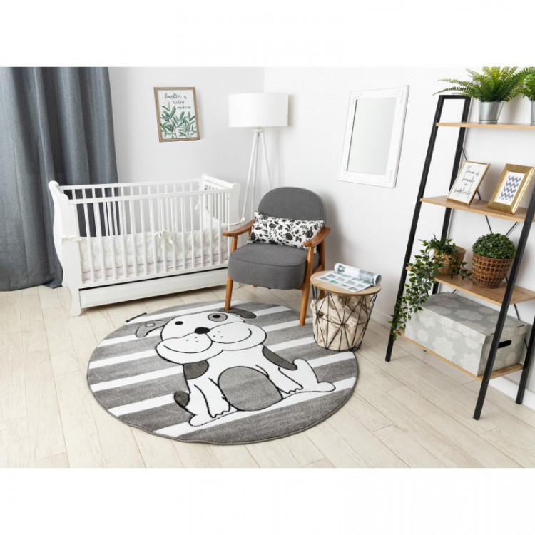 Dětský kusový koberec Petit Puppy grey kruh č.11