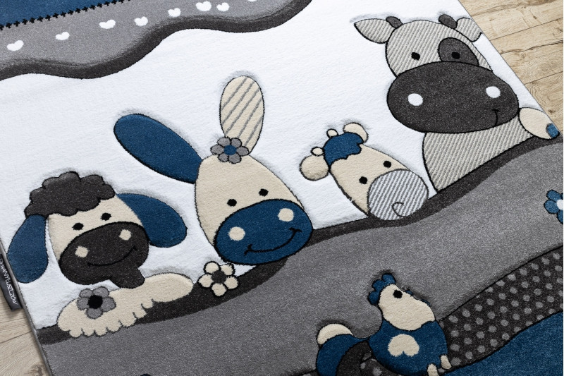 Dětský kusový koberec Petit Farm animals blue č.4