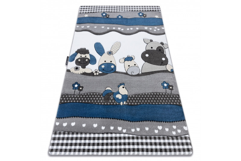 Dětský kusový koberec Petit Farm animals blue č.15