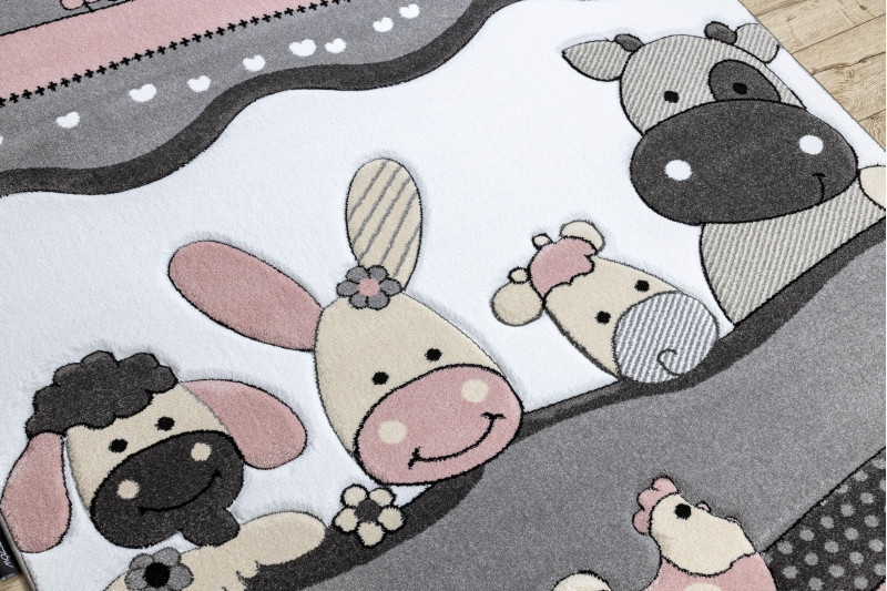 Dětský kusový koberec Petit Farm animals pink č.4
