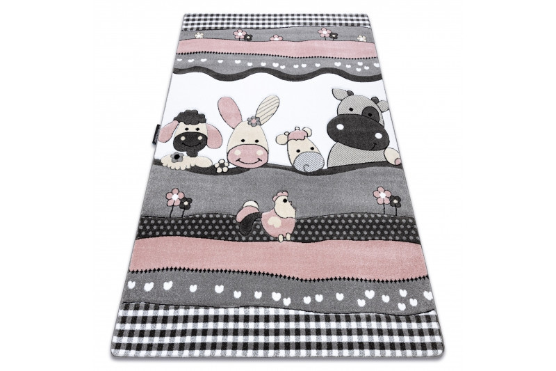 Dětský kusový koberec Petit Farm animals pink č.15