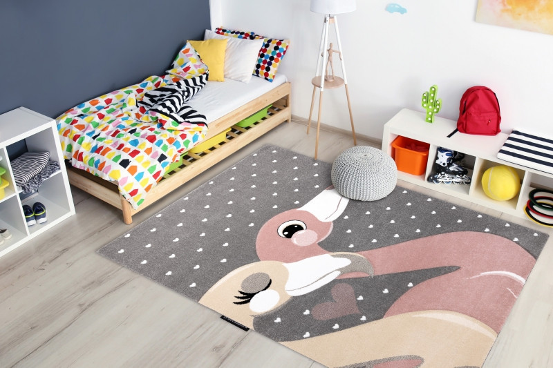 Dětský kusový koberec Petit Flamingos hearts grey č.12