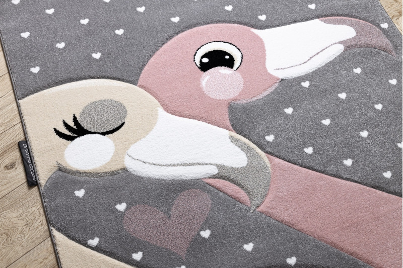 Dětský kusový koberec Petit Flamingos hearts grey č.13