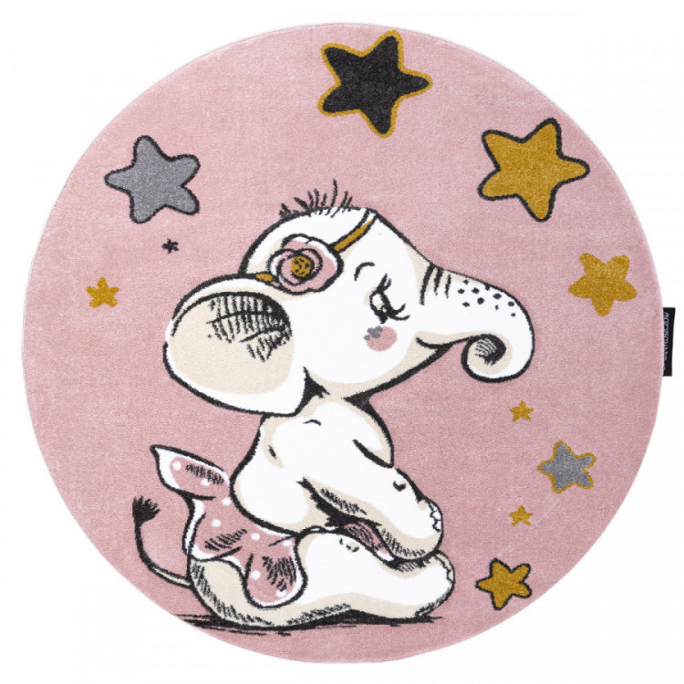 Dětský kusový koberec Petit Elephant stars pink kruh č.1