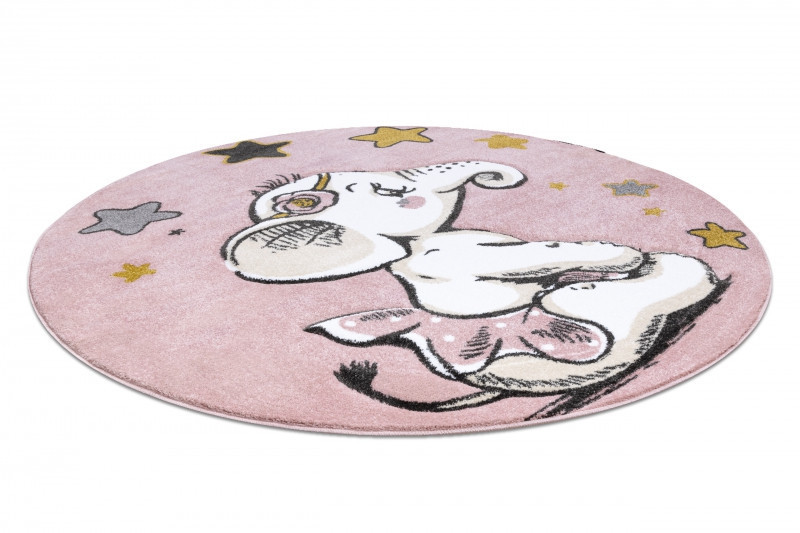 Dětský kusový koberec Petit Elephant stars pink kruh č.10
