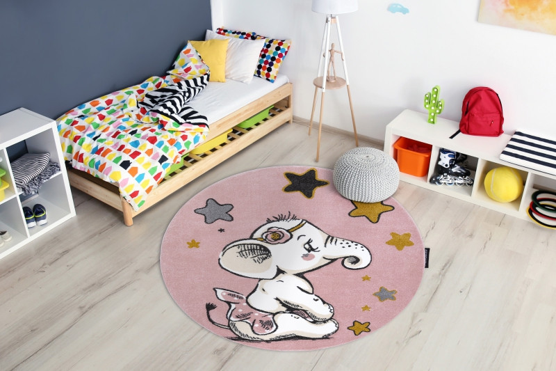 Dětský kusový koberec Petit Elephant stars pink kruh č.11