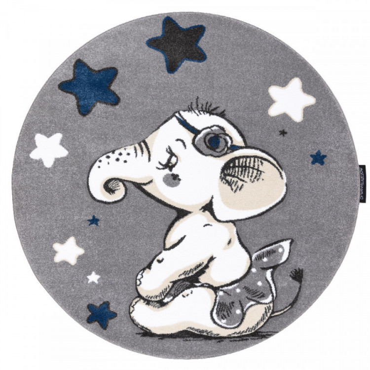 Dětský kusový koberec Petit Elephant stars grey kruh č.1