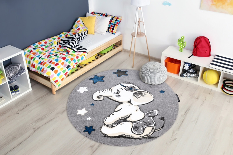 Dětský kusový koberec Petit Elephant stars grey kruh č.10