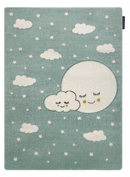 Dětský kusový koberec Petit Moon with clouds green č.1