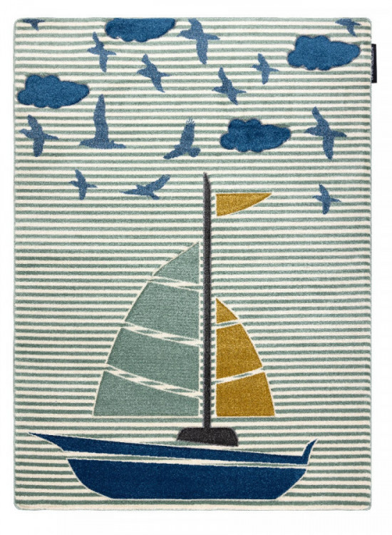 Dětský kusový koberec Petit Sail boat green č.1