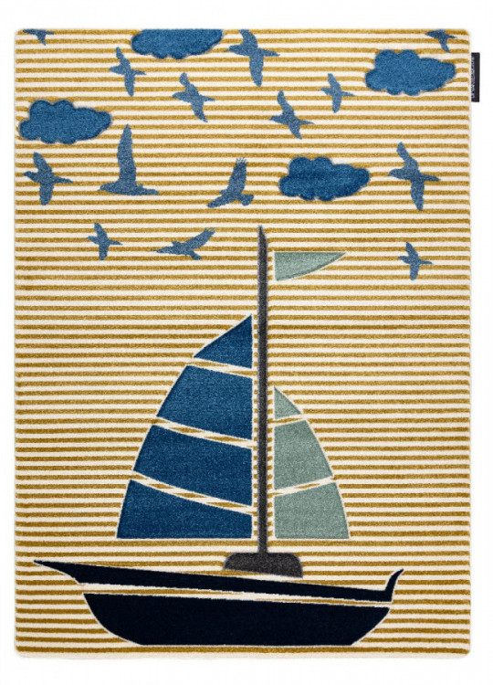Dětský kusový koberec Petit Sail boat gold č.1