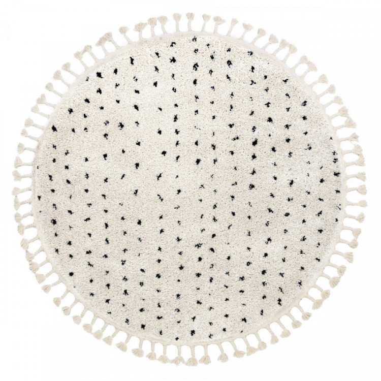 Kusový koberec Berber Syla B752 dots cream kruh č.1
