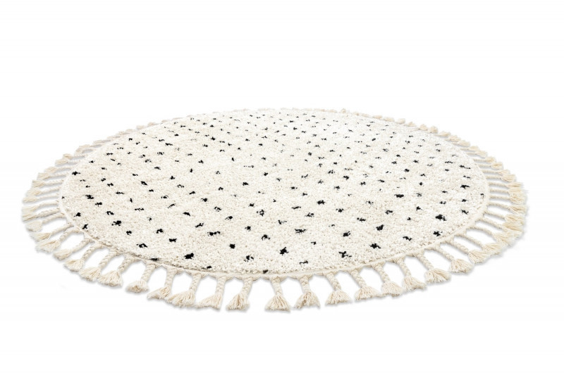 Kusový koberec Berber Syla B752 dots cream kruh č.5