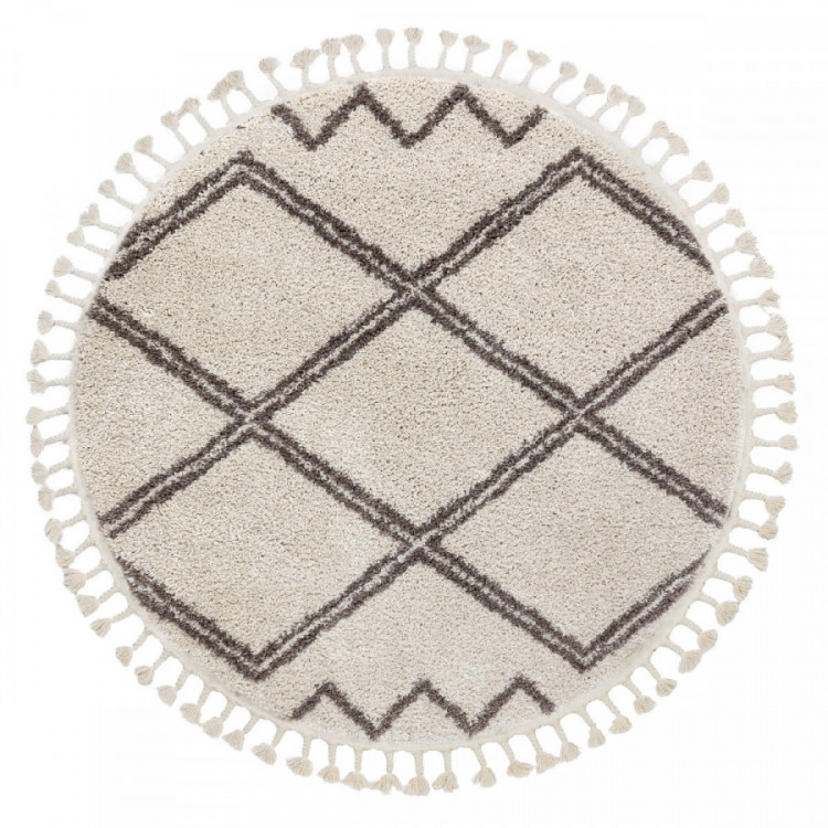 Kusový koberec Berber Asila cream and brown kruh č.1
