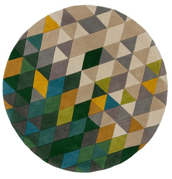 Ručně všívaný kusový koberec Illusion Prism Green/Multi kruh č.1