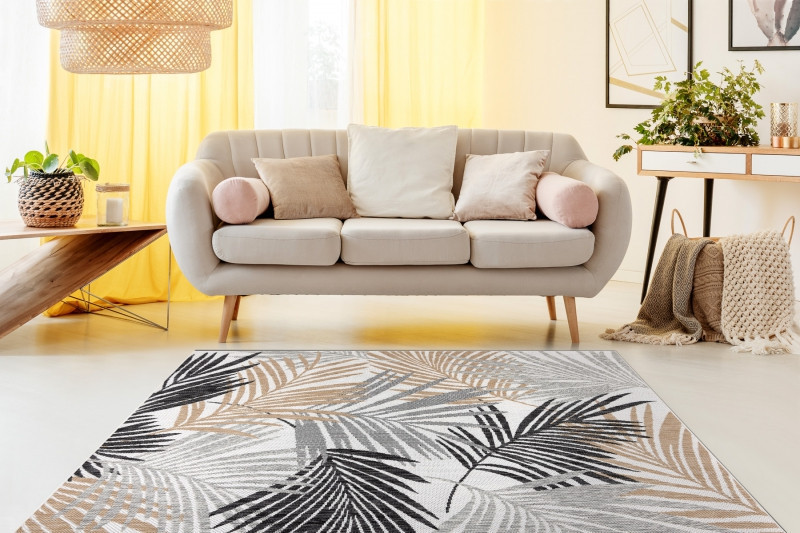 Kusový koberec Cooper Sisal Palm leaves 22258 ecru/black č.9