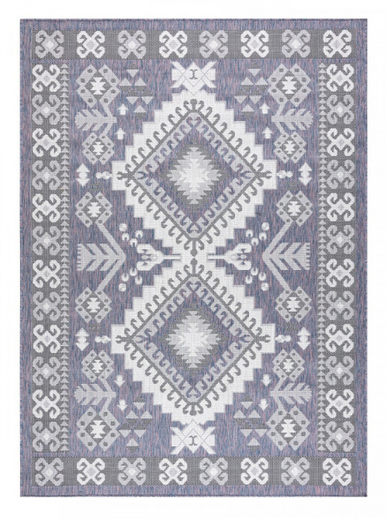 Kusový koberec Sion Sisal Aztec 3007 blue/pink/ecru – na ven i na doma č.1