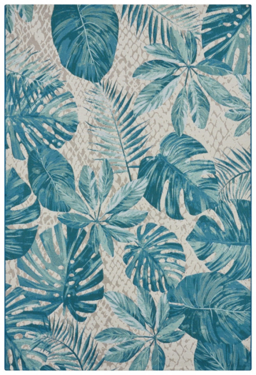 Kusový koberec Flair 105618 Tropical Leaves Turqouise – na ven i na doma č.1