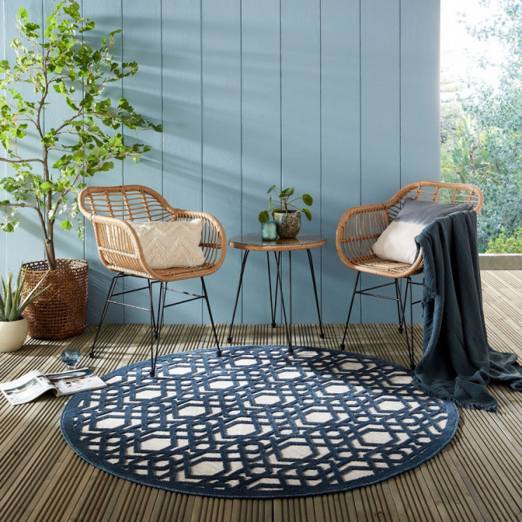 Kusový koberec Piatto Oro Blue kruh – na ven i na doma č.3