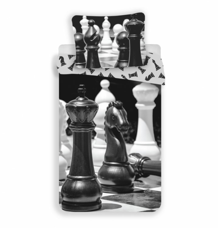 Povlečení bavlna Šachy černobílé 70x90 a 140x200 cm č.1