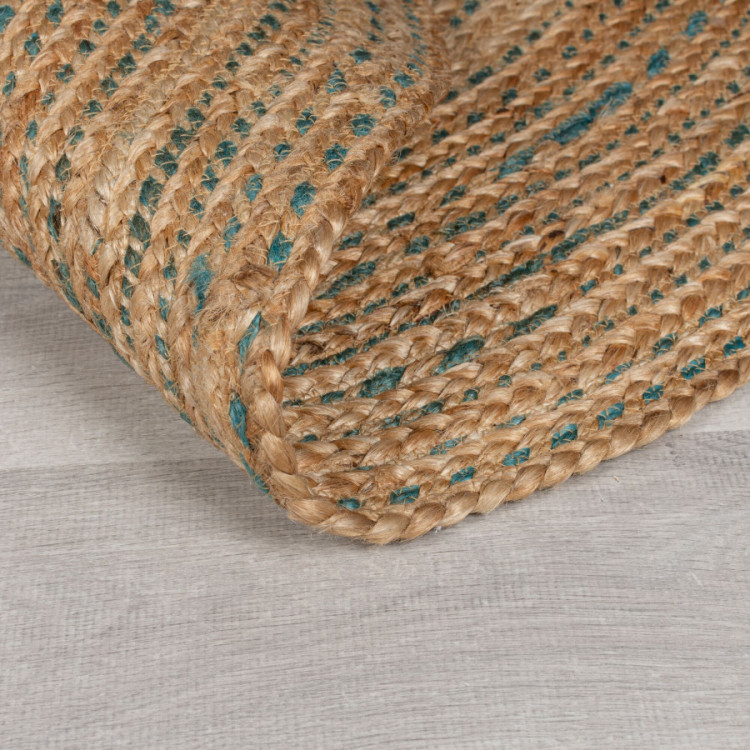 Kusový koberec Capri Jute Natural/Blue kruh č.3