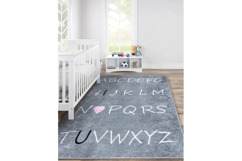 Dětský kusový koberec Junior 52106.801 Alphabet grey č.3