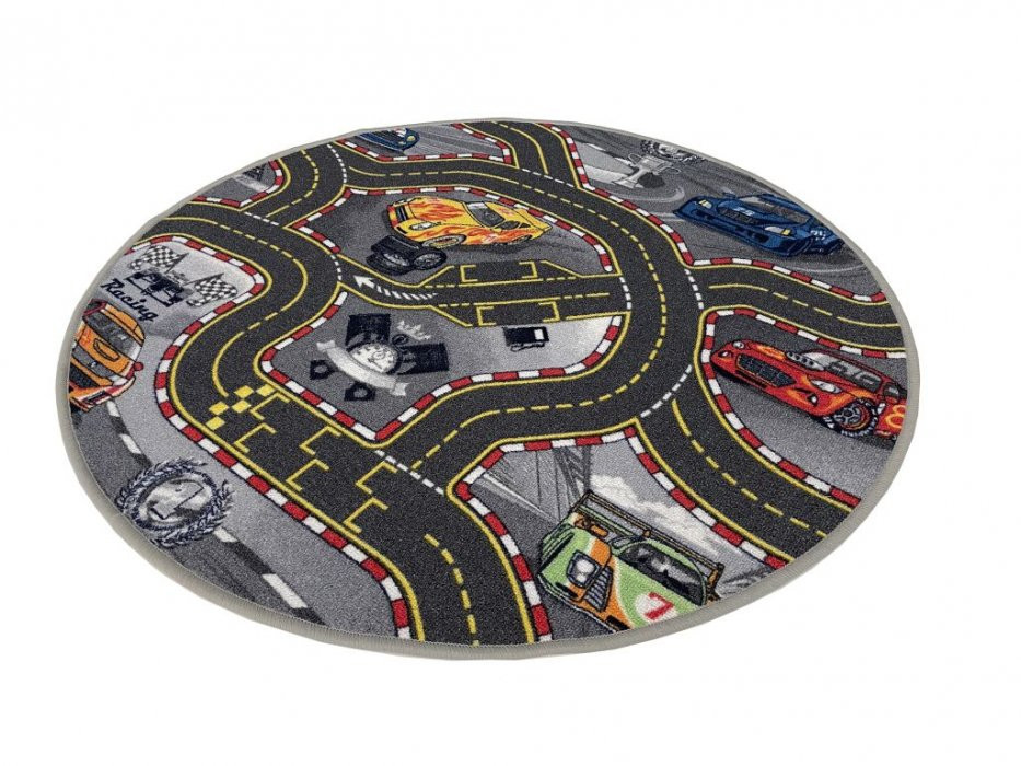 Dětský koberec The World od Cars 97 šedý - 100 x 100 cm kruh č.5