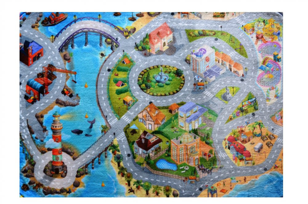 Dětský koberec Ultra Soft Město s pláží - 130 x 180 cm (86031) č.4
