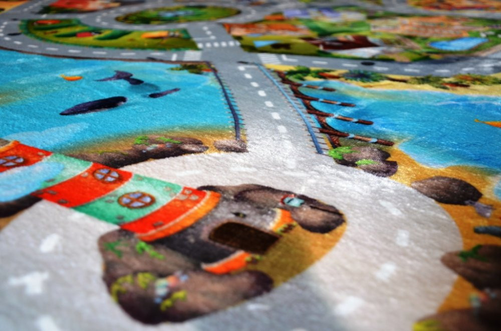 Dětský koberec Ultra Soft Město s pláží - 130 x 180 cm (86031) č.7