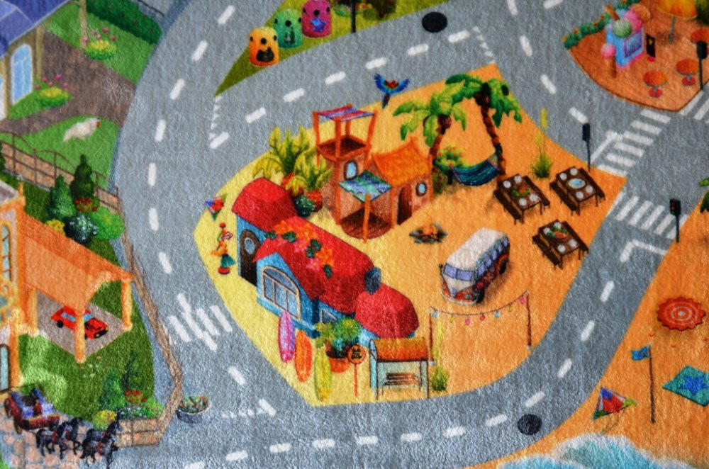 Dětský koberec Ultra Soft Město s pláží č.13