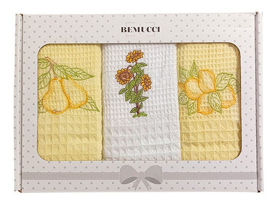 Set vaflových utěrek v krabičce SUNFLOWER+FRUITS 40x60 cm  3 kusy č.1