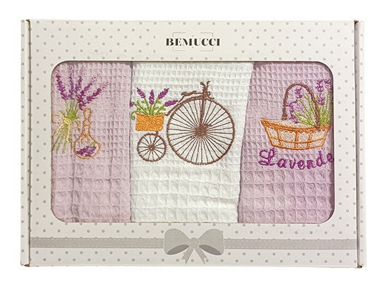 Set vaflových utěrek v krabičce LAVENDER 40x60 cm  3 kusy č.1