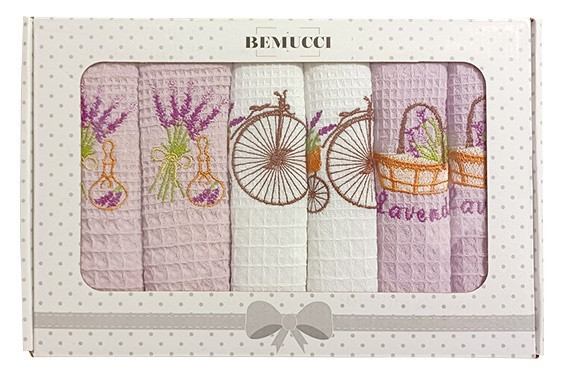 Set vaflových utěrek v krabičce LAVENDER 40x60 cm 6 kusů č.1