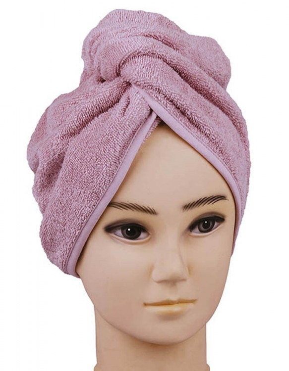 Vlasový turban froté růžový 65x35 cm č.1