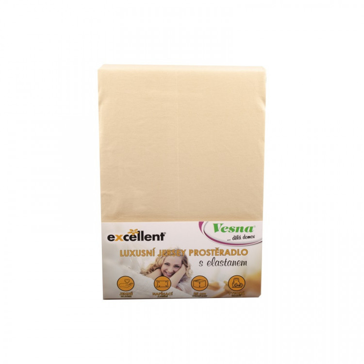 Luxusní prostěradlo JERSEY EXCELLENT s elastanem latté č.2