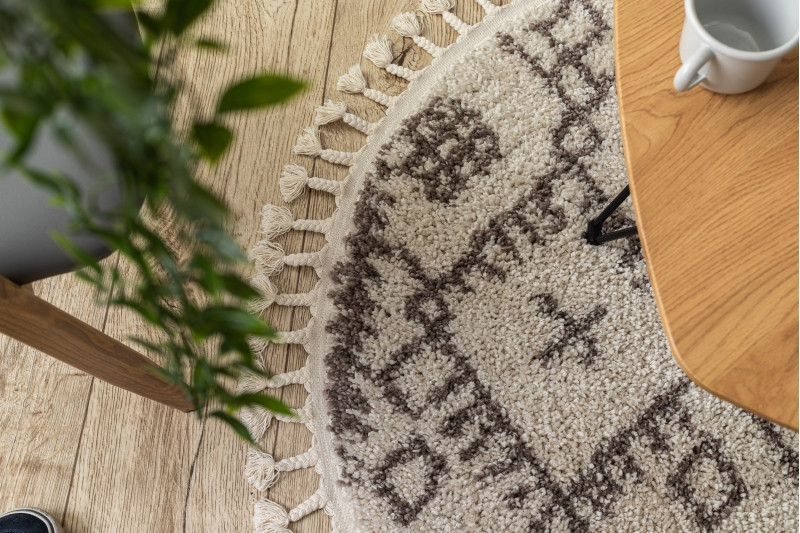 Kusový koberec Berber Tanger B5940 cream and brown kruh č.7