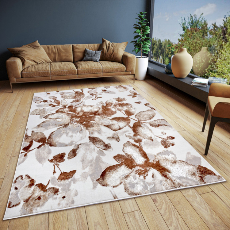 Kusový koberec Shine 105921 Floral White Brown č.5