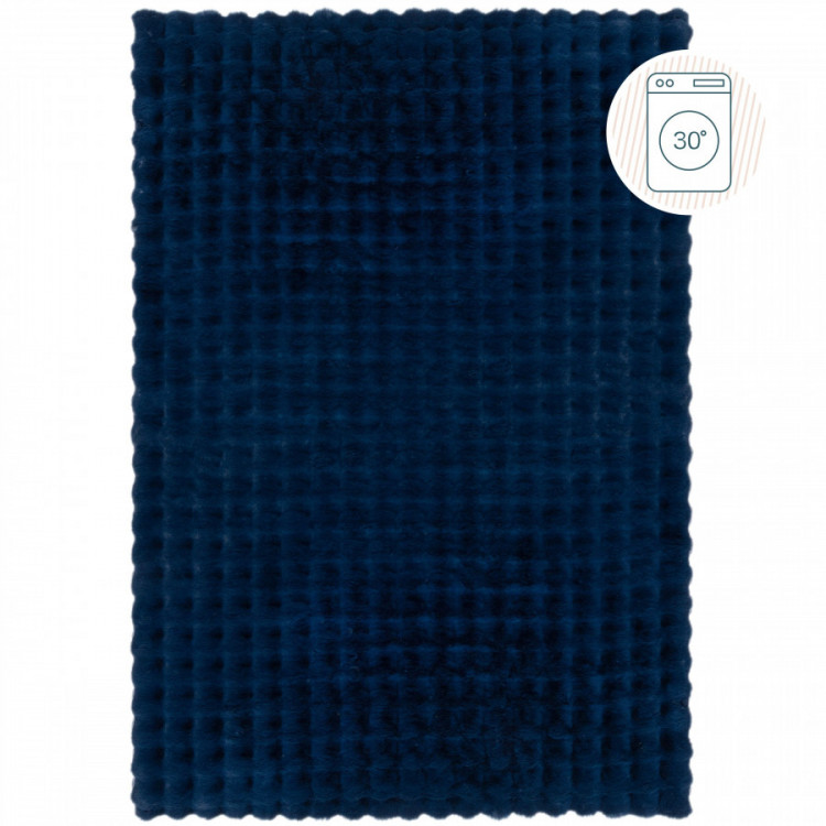 Kusový koberec Waffle Faux Fur Navy č.7
